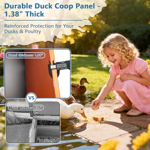 FunXplore - Duck Coop Outdoor Weatherproof with Pull-Out Tray & Asphalt Roof