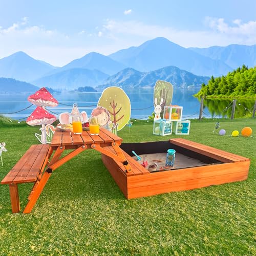 Kids Sandbox with Lid & Picnic Table